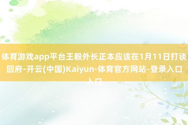 体育游戏app平台王毅外长正本应该在1月11日打谈回府-开云(中国)Kaiyun·体育官方网站-登录入口