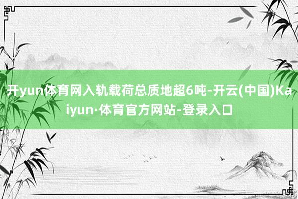 开yun体育网入轨载荷总质地超6吨-开云(中国)Kaiyun·体育官方网站-登录入口