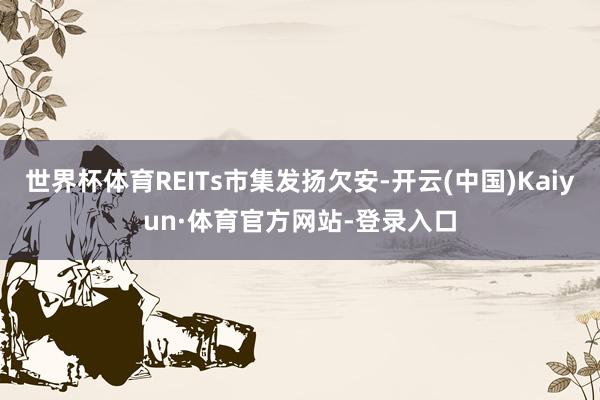 世界杯体育REITs市集发扬欠安-开云(中国)Kaiyun·体育官方网站-登录入口